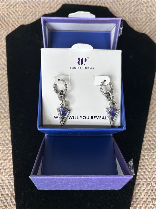 Bomb Party Jewelry - Bomb Party Sirens Collection Waters of Fate Tanzanite CZ drop earrings.